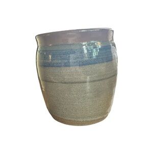 Elegant Blue and Tan Ceramic Vase